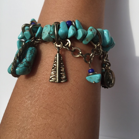 Turquoise chain necklace with matching bracelet - Picture 4 of 6